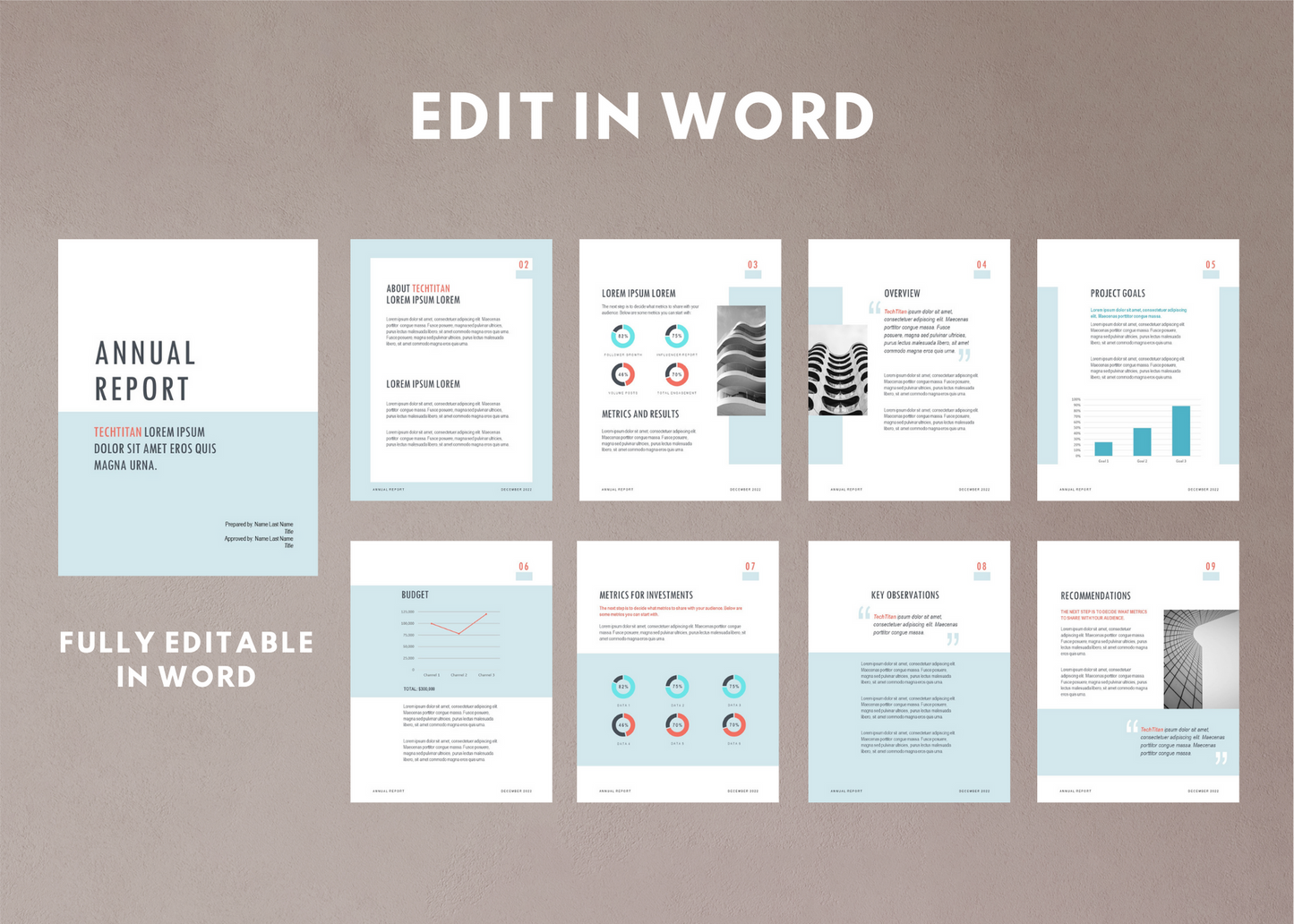 Annual Report Template | Canva Template | Word Template | Marketing Report Template