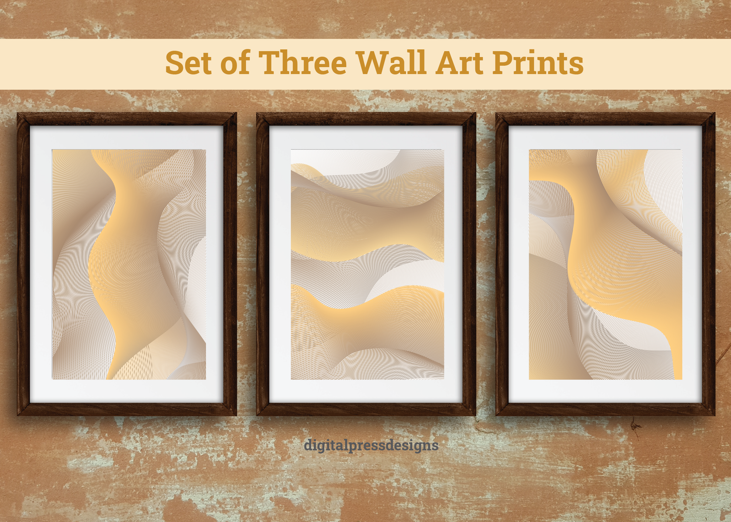 Wall Art Abstract Lines Set of Three | Printable Wall Art | Digital Wall Art | Modern Art