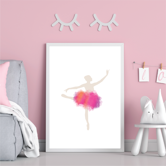 Wall Art Ballerina Watercolor Silhouette Pink Purple | Printable Ballerina Wall Art | Digital Wall Art | Baby Girl Ballerina Art