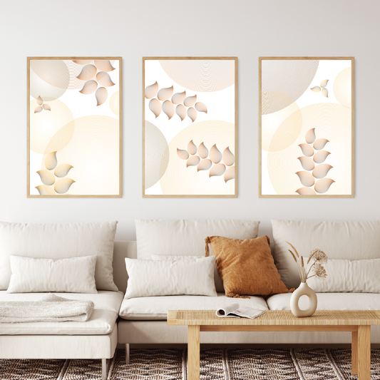 Wall Art Abstract Lines Leaves Set of Three | Printable Wall Art | Digital Wall Art | Modern Art